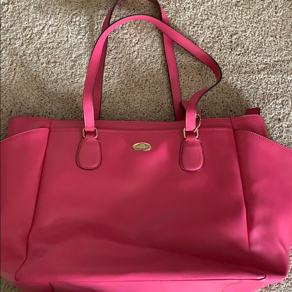 Pink leather coach bag